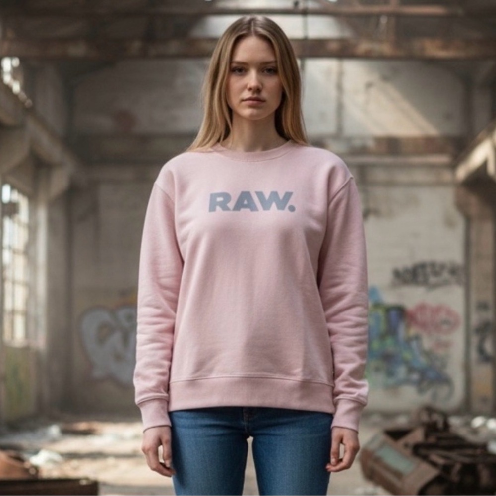 NWT G-Star Light Pink G Star RAW Crewneck Sweatshirt SIZE M